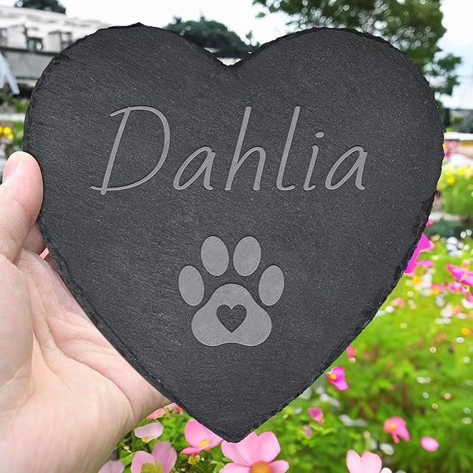Pet Memorial Gifts, Pet Memorial Stone, Dog Memorial Gifts for Loss of Dog, Pet Remembrance Gift, in Memory of Dog Cat, Loss of Pet Sympathy Gift, Pet Loss Gifts - Paw Print(Heart-Shaped)