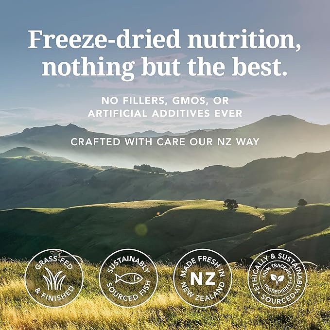 K9 Natural Beef & Hoki Freeze Dried Dog Food, High-Meat Natural Complete Meal or Meal Toppers for Dogs, Grass-Fed Beef & Hoki from New Zealand, Grain-Free, GMO-Free, Complete & Balanced, 3.5oz