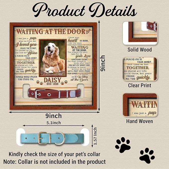 Custom Dog Collar Frame Memorial – Pet Loss Shadow Box with Photo and Collar Slot – Dogs Remembrance Gift for Passing Away – RIP Dog Tribute Display