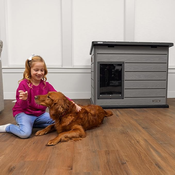 Lifetime Deluxe Dog House, Weather Protected with Adjustable Vents, Ideal Shelter for Medium to Large Dogs
