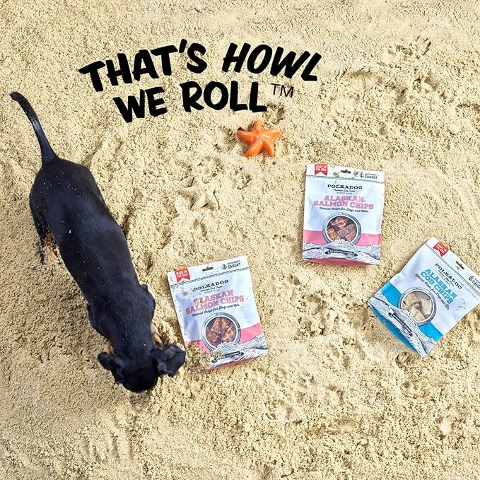 Polkadog Crunchy Alaskan Cod & Salmon Chips Dog Treats - Wild-Caught Fish, All Natural, Single Ingredient, Lean Protein & Omega-3 Rich Snacks for Dogs, Great for Allergies, Made in USA - 2.75oz (2pk)