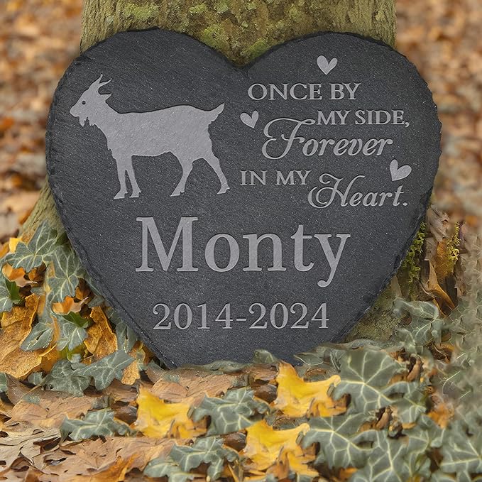 Personalized Pet Memorial, Goat Memorial Stone, Goat Tombstone, Goat Grave Marker, Goat Memorial Gifts, Goat Loss - Heart-Shaped