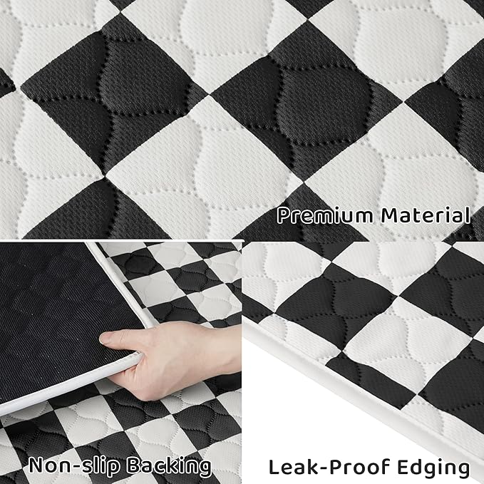 Ralxion 2 Pack Black Checkered Washable Pee Pads for Dogs, Checkered Reusable Dog Pee Pads, for Puppy Playpen, Crate, Whelping Box, Potty Training, Cute Aesthetic Absorbency, Leak-Proof Non-Slip