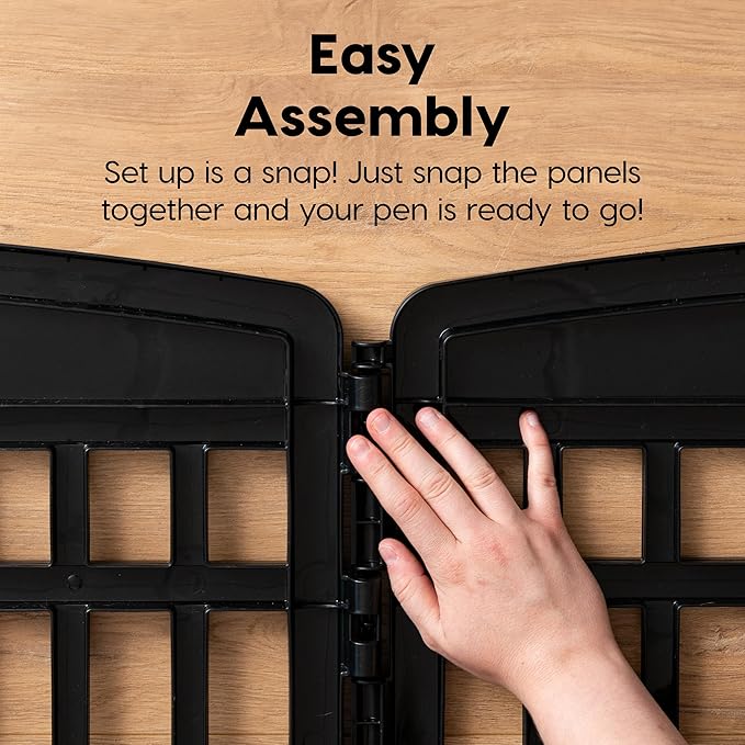IRIS USA Dog Playpen Puppy Playpen Indoor – 24" 6-Panel Dog Playpen, 61 x 61 x 24, Dog Play Pen Indoors for Puppies & Small Dogs, Plastic Pet Playpen, Indoor Dog Pen, Black