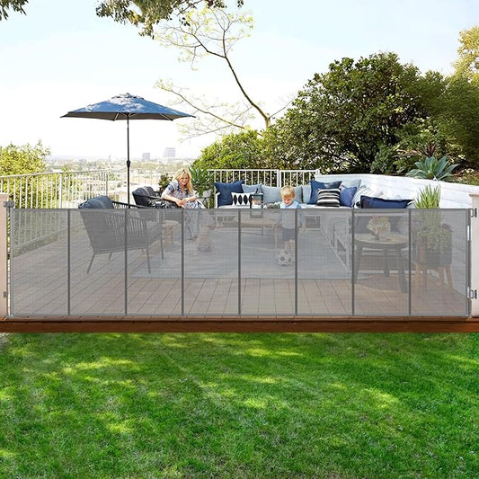 275" Retractable Baby Gates Extra Wide Retractable Fence Outdoor, 22ft Retractable Dog Gates for Doorways Extra Wide Baby Gate, 48" Extra Tall Dog Gate Retractable Pet Gate for Garage, Driveway, Gray
