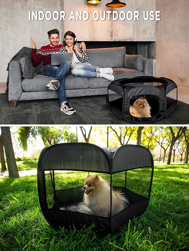 Zento Deals Portable pet playpen – Foldable Collapsible Lightweight Puppy Tent - Indoor or Outdoor Dog Tent, Animal Kennel, Pet Exercise – (23”Width x 24”Length x 23”Height)