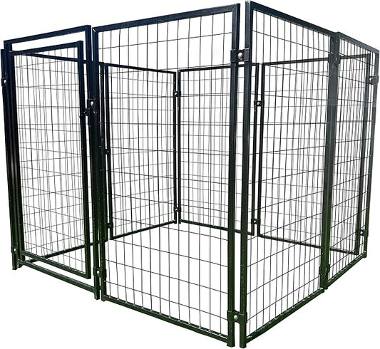 ALEKO Steel Dog Kennel Playpen | Indoor Outdoor Pen for Small/Medium/Large Puppy/Dog | 5'x5'x4' Large Galvanized Steel Kennel| Anti-Rust | Portable Travel Pet Kennel |(Black DK5X5X4SQ)