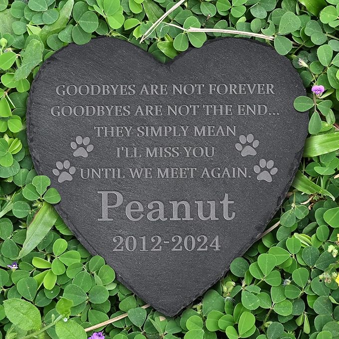 Pet Memorial Gifts, Pet Memorial Stone, Dog Memorial Stone, Dog Memorial Gifts for Loss of Dog, Cat Memorial Gifts, Pet Loss Gift, Loss of Dog Sympathy Gift, In Memory of Pet - Goodbye Are Not Forever