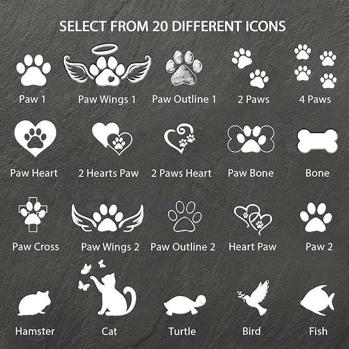 Heart Shaped Pet Memorial Stone - Dog Bereavement Gifts - in Memory of Dog, Cat - Personalized Pet Memorial Stones for Dogs - Dog Memorial Gifts for Loss of Dog - Dog Paw