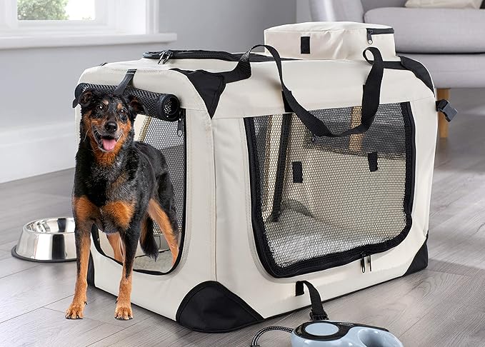 MOOL Lightweight Fabric Pet Carrier Crate for Dogs, Cats or Small Animals, Beige