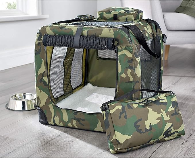 MOOL Lightweight Fabric Pet Carrier Crate for Dogs, Cats or Small Animal, Camouflage