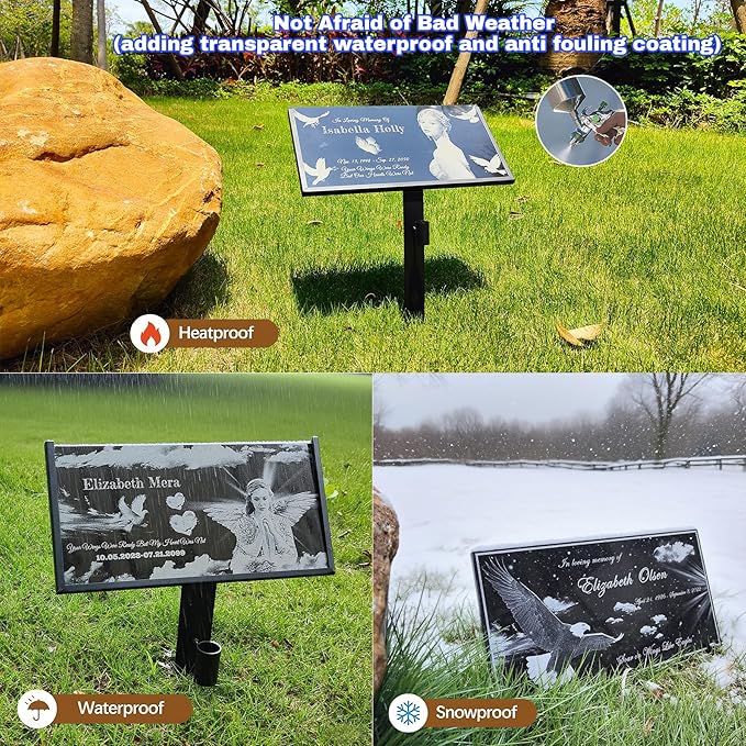 Personalized Heaven Memorial Stone, Headstone for Graves, Grave Marker Cemetery, Tombstone Outdoors, Granite Memorial Garden Stone, Grave Decorations for Cemetery