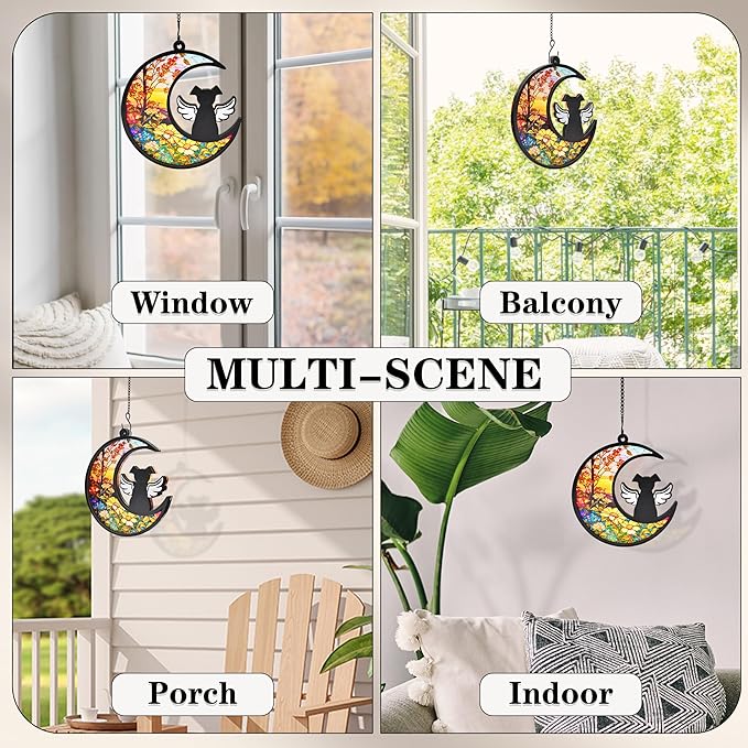 DIY Dog Memorial Gifts for Loss of Dog, 2-Layer Dog Angel Memorial Suncatcher with Sympathy Card, Pet Memorial Gifts for Dogs, Pet Passing Away Remembrance Gift (Sunflower)