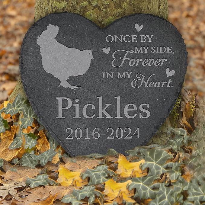 Personalized Pet Memorial, Chicken Memorial Stone, Chicken Tombstone, Chicken Grave Marker, Chicken Memorial Gifts, Chicken Loss - Heart-Shaped