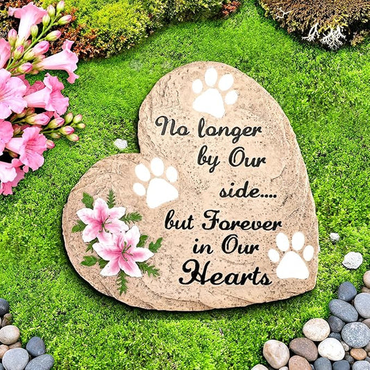 Dog Memorial Gifts for Loss of Dog Sympathy Gift, Heart Shaped Pet Memorial Gifts for Dogs, Pet Dog Memorial Stone Dog Remembrance Bereavement Passing Away Gifts for Indoor, Outdoor, Garden (10 inch)