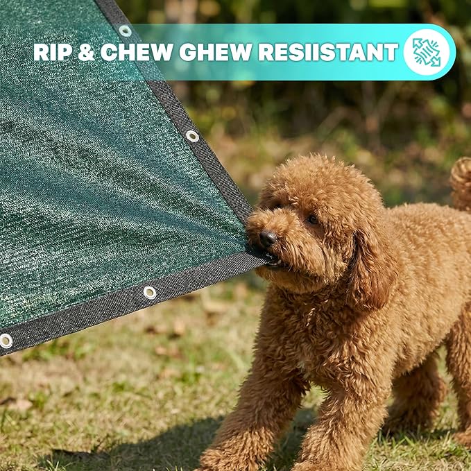 Royal Shade 5' x 9' Green Custom Size 90% Shade Cloth Dog Kennel Shade Mesh Tarp Sunblock with Grommets for Dog Kennel Cover, Fence Privacy Screen, Greenhouse, Chicken Coop & Pet Playpen.