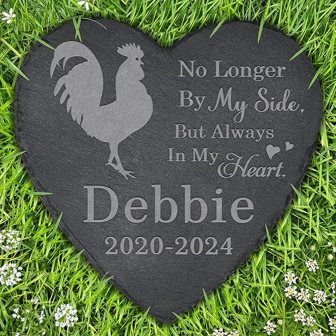 Chicken Memorial Stone Chicken Headstone - Memorial for Chicken - Loss of Chicken - Chicken Keepsake - Pet Remembrance Chicken - in Memory of Chicken (Heart-Shaped)