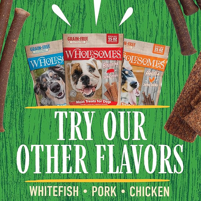 Wholesomes Tank's Jerky Sticks Grain Free Dog Treats, 25 oz, Green