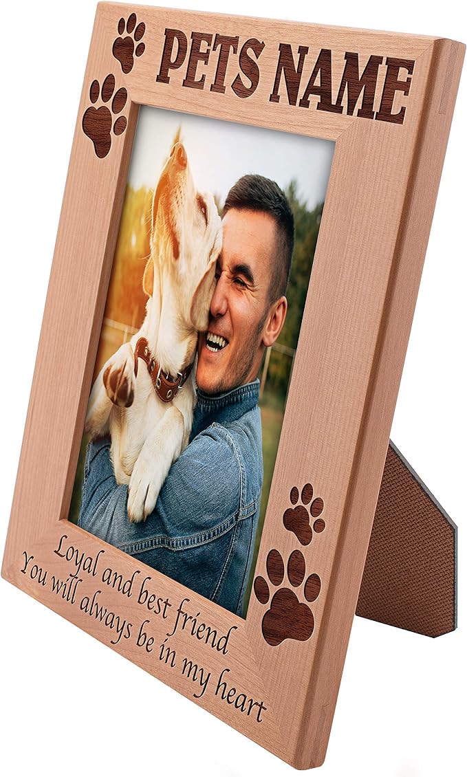 Pet Memorial, Personalized Picture Frame | 5x7 | Loss of Cat, Dog Gifts, Pet Memorial for Cats, Dogs - Loyal & Best Friend, Custom Engraved with Dog's Name & Years - Cat, Dog Owner Gift D#21