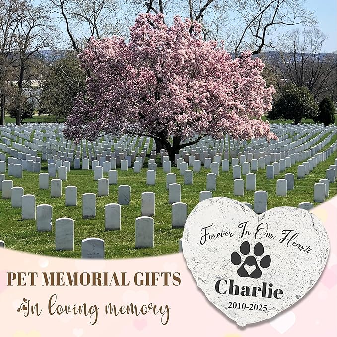 Personalized Dog Memorial Stone, Loss Gifts for Pet, Garden Stone, Pet Loss Gifts Cat Memorial Gifts, Cemetery Decorations, Grave Stone (Forever in Our Hearts)