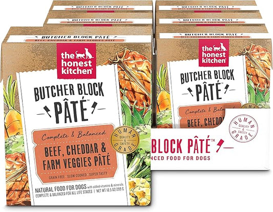 The Honest Kitchen Human Grade Butcher Block Pâté: Beef, Cheddar & Farm Veggies Wet Dog Food, 10.5 oz (Pack of 6)