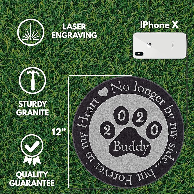 Lara Laser Works Memorial Gifts, Personalized Pet Grave Markers - 4 Different Sizes - Pet Loss Gifts (No Longer by My Side)