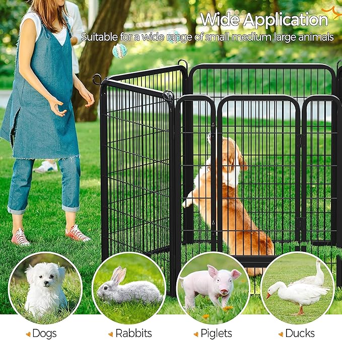 Yaheetech Wide Panel Dog Playpen, 6 Panels 40 inch High Pet Pen with Gate, Portable Indoor Outdoor Fence for Medium/Large Breed Dogs