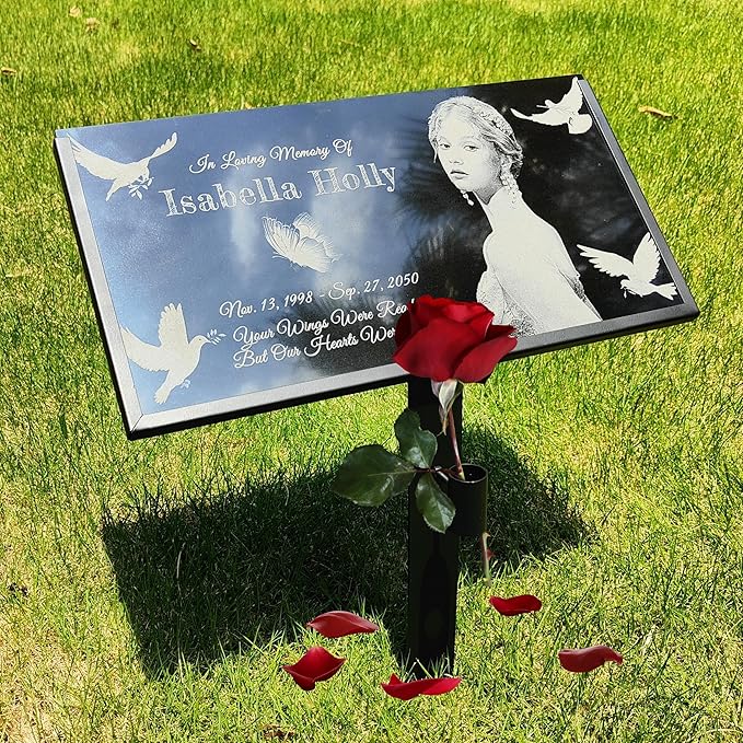 Human Memorial Stone Personalized, Customized Permanent Use Porcelain Photo, Grave Marker, Headstones for Graves, Grave Markers for Cemetery for Humans, Memorial Plaque Outdoors