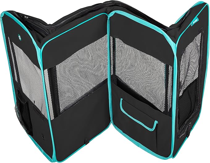 Deluxe Premium Pet Dog Playpen Portable Soft Dog Exercise Pen Kennel with Carry Bag for Dogs, Cats, Kittens, and All Pets (Large, Black)