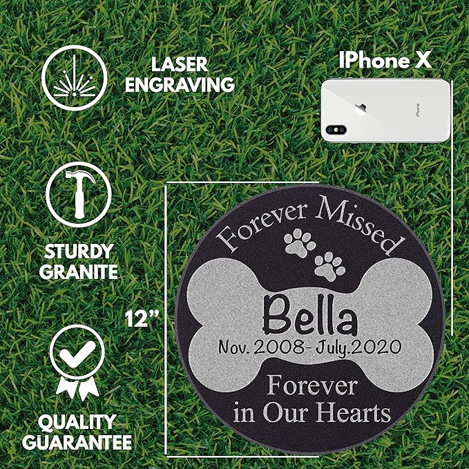 Lara Laser Works Dog Memorial Gifts, Personalized Pet Grave Markers - 4 Different Sizes - Pet Loss Gifts, Dog Pet Headstone Sympatyh Gifts, Dog Rememberance - Forever Missed in Our Hearts