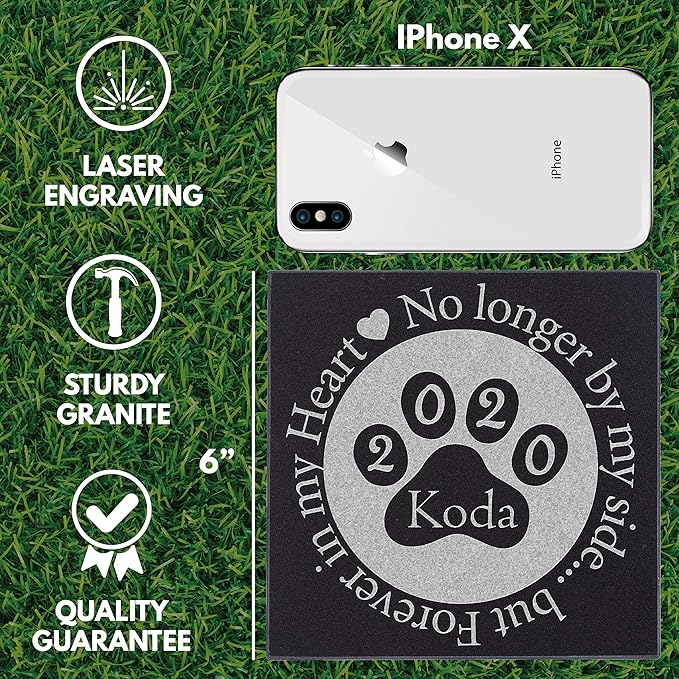 Lara Laser Works Memorial Gifts, Personalized Pet Grave Markers - 4 Different Sizes - Pet Loss Gifts (No Longer by My Side)