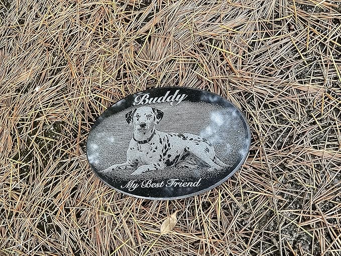 ADFSTONE Oval Shaped Pet Memorial Stones Personalized Dog Remembrance Gifts, Customized Cat Picture Grieving Plaque, DIY Gravestone, Custom Sympathy Photo Gift, Animal Grave Markers