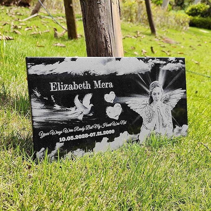 Personalized Heaven Memorial Stone, Headstone for Graves, Grave Marker Cemetery, Tombstone Outdoors, Granite Memorial Garden Stone, Grave Decorations for Cemetery