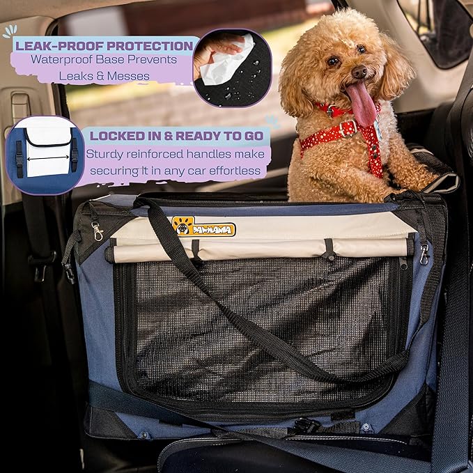 Cat & Dog Pet Carrier, Soft-Sided, Small 20"x13"x13", Supports Up to 45 lbs, Privacy Windows, Removable Plush Bed, Locking Zippers, Foldable Travel Crate