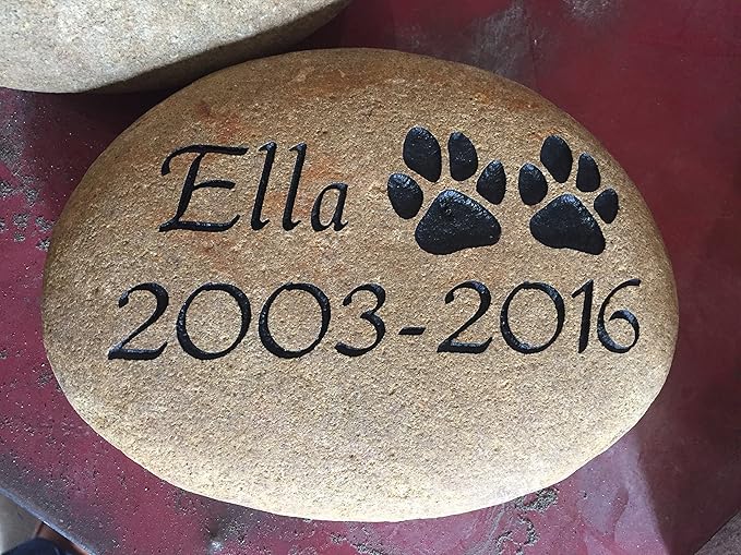 Upstate Stone Works Personalized Dog Pet Memorial River Stone | Custom Engraved Natural Stone | Outdoor Garden or Grave Marker | 8–10” Natural River Rock