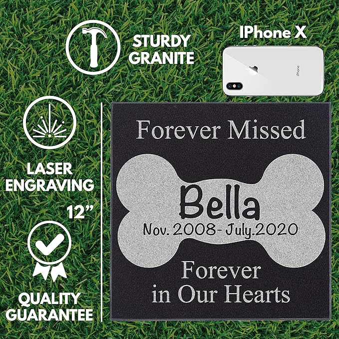 Lara Laser Works Dog Memorial Gifts, Personalized Pet Grave Markers - 4 Different Sizes - Pet Loss Gifts, Dog Pet Headstone Sympatyh Gifts, Dog Rememberance - Forever Missed in Our Hearts