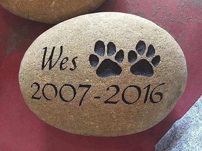 Upstate Stone Works Personalized Dog Pet Memorial River Stone | Custom Engraved Natural Stone | Outdoor Garden or Grave Marker | 8–10” Natural River Rock