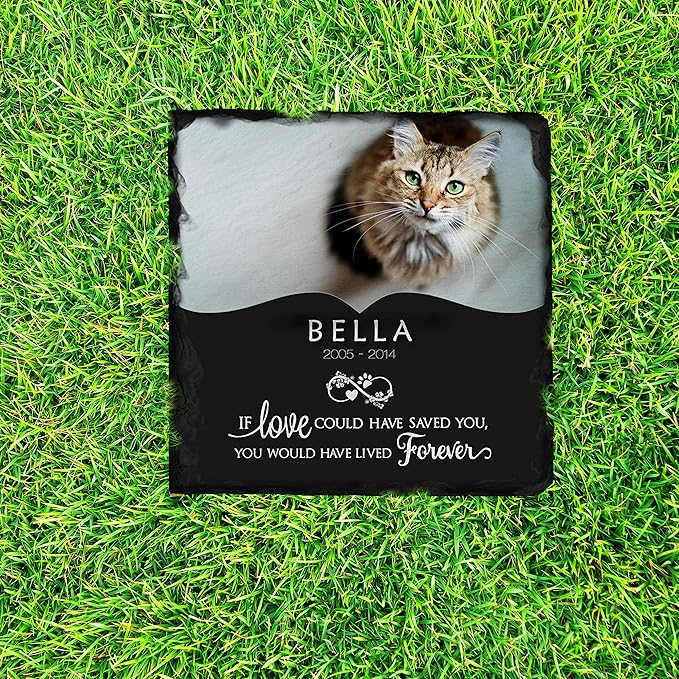 Pet Memorial Stone with Photo - 12" Round - 6 Designs - Pet Grave Marker - Pet Headstone | Dog Memorial Stone - Garden Memorial Stones - Personalized Memorial | Waterproof - Outdoor & Indoor #5